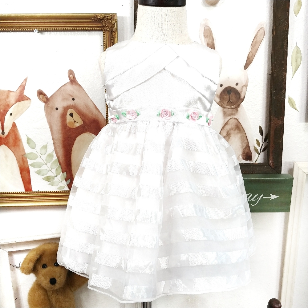 Youngland Elegant White Party Holiday Dress 24 M